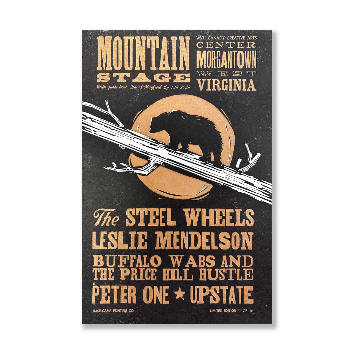 Mountain stage letterpress concert art print