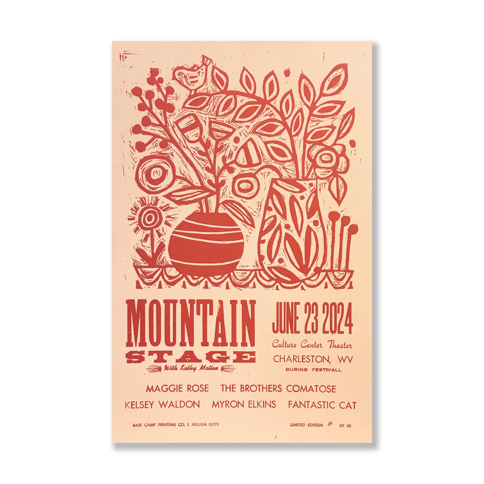 Mountain stage letterpress concert art print